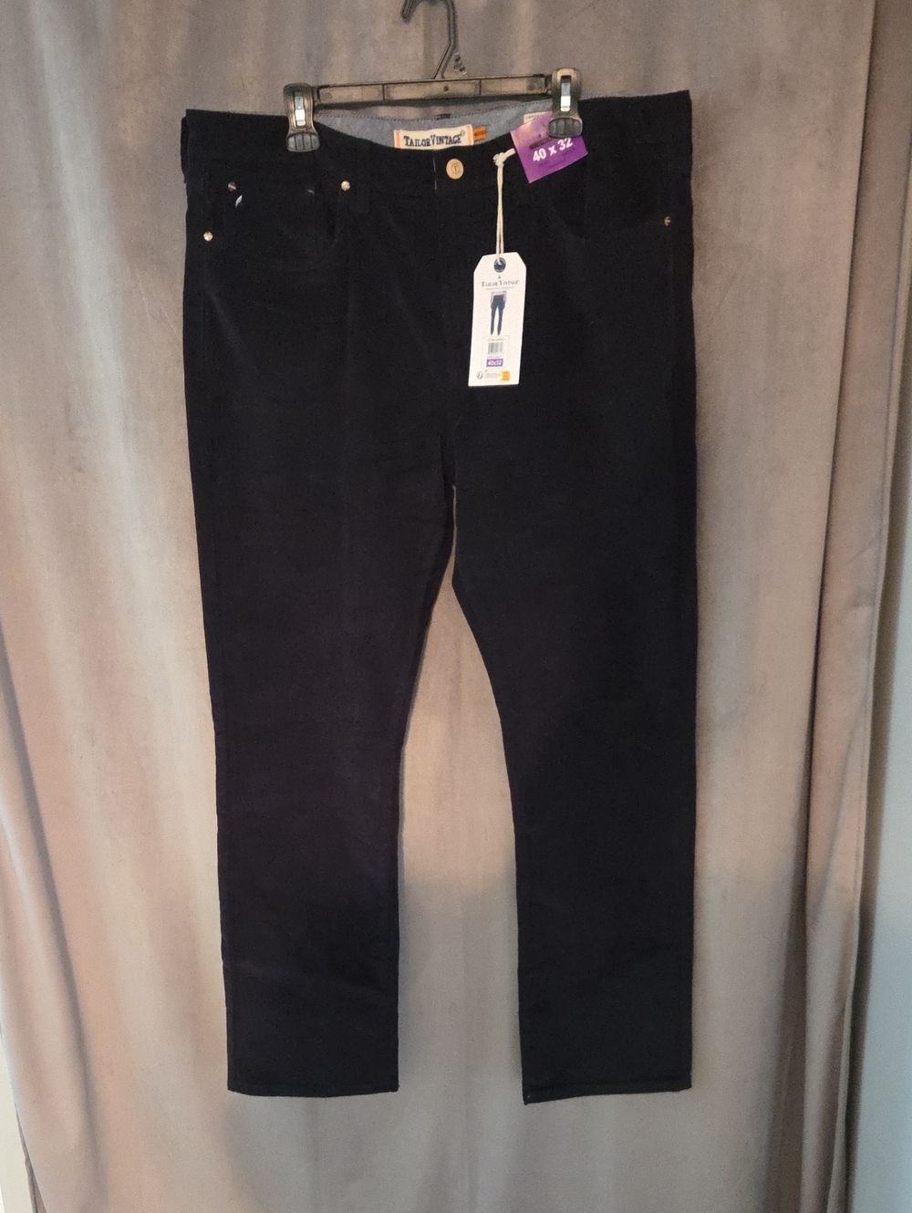 NWT Tailor Vintage 40X32 Black Corduroy Men's Trousers